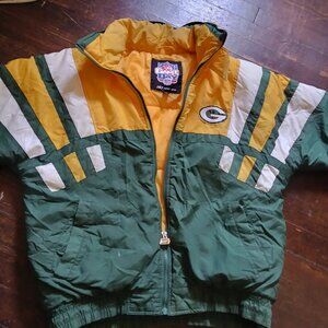 VINTAGE Green Bay Packers NFL Game Day Turbo Zone 90s Puffer Jacket sz MM